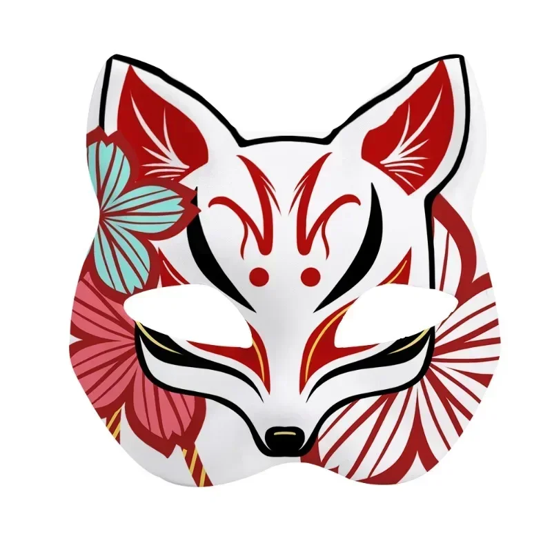 New DIY Hand-Painted Blank Foxes Mask Japanese Cosplay Rave Anime Demon Slayer Half Face Cat Masks Halloween Mask Cosplay Props