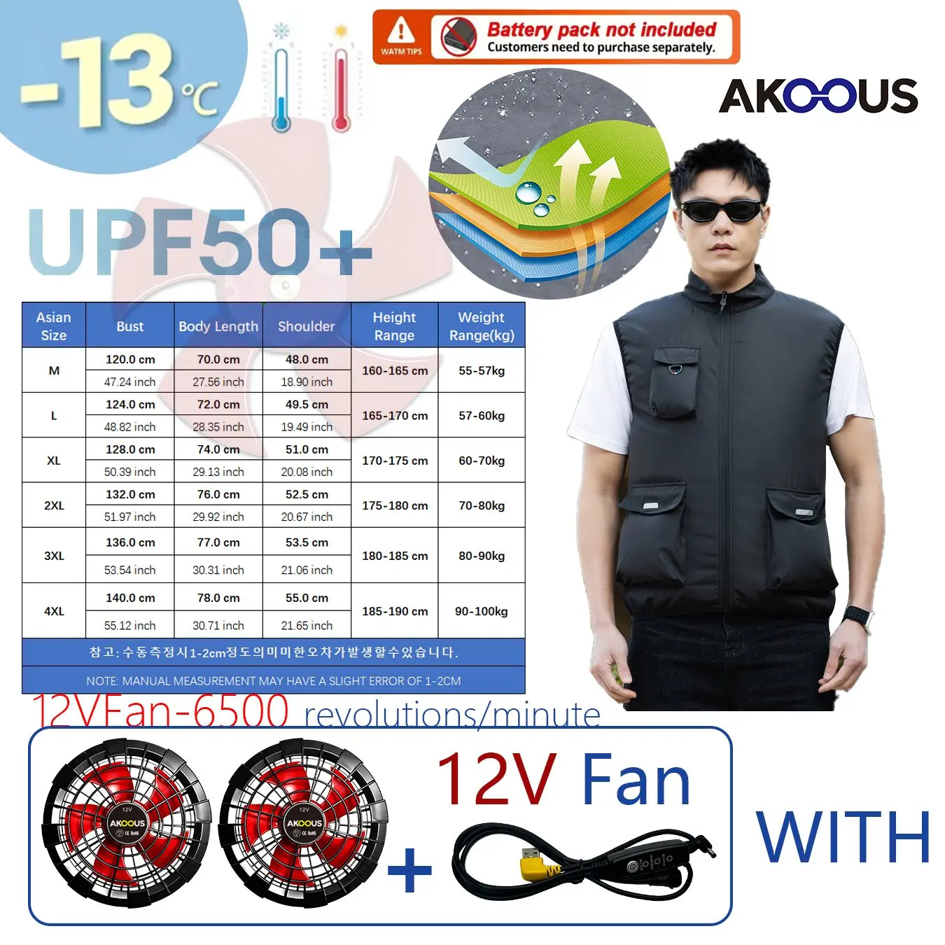 5V/12V USB 냉각 팬 조끼 3단 속도 조절 에어컨 의류 통기성 민소매 작업복 여름 야외용 웨어러블 쿨링
