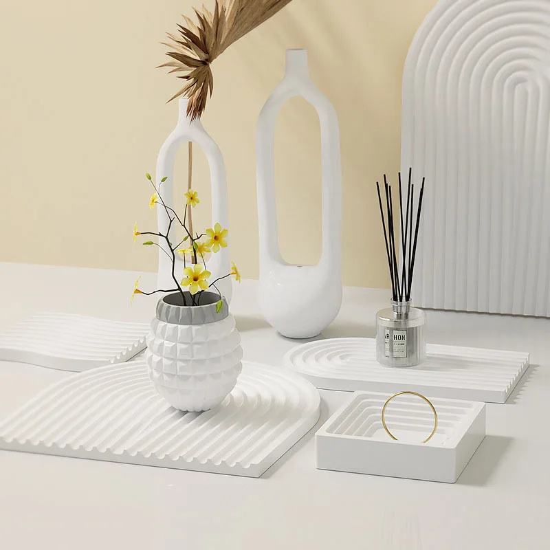 

1Pcs Arch Shaped Wave Terrace Storage Tray Silicone Mold U Type Wave Square Pattern DIY Gift Tray Mold Coaster Decoration