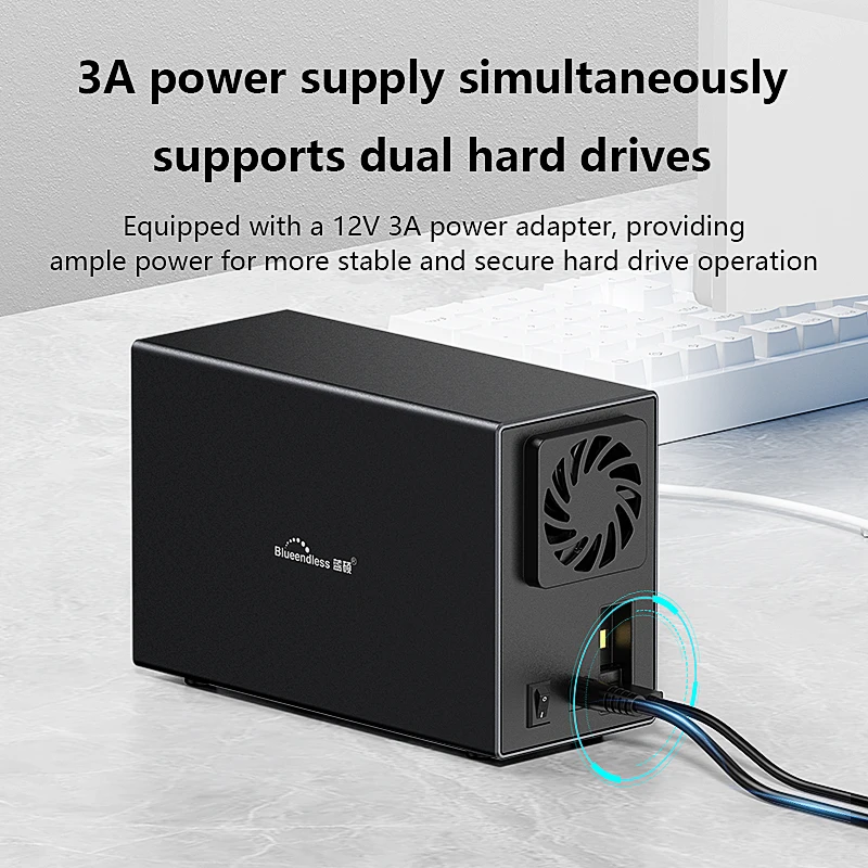 Blueendless Dual Bay RAID hard disk 3.5 USB 3.0 External Type C Dual Hard Drive Enclosure SATA Array box HDD Server Case hdd external hard drive case ssd enclosure hard drive enclosure hard disk case external hard drive box hdd case enclosure hard drive adapter ssd adapter