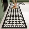 Mat for Kitchen Carpet Waterproof PVC Long Floor Mats Leather Oil Proof Anti-slip Carpets Black White Plaid Home Decoration Rug 1