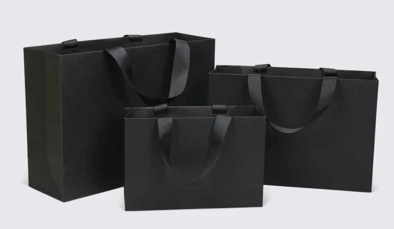 10pcs 250g Black Card Paper Bag with Multiple Sizes Clothing Shopping Handbag Gift Bag Can Be Printed Brush Logo Wholesale 1 S2701c870aae246c0a67d09cffba9a58dN