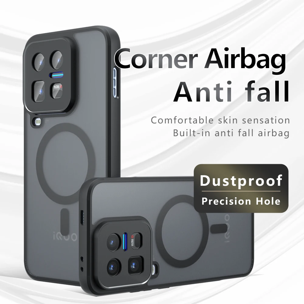 Ultra Magnetic Wireless Charging Shockproof Phone Case - Soft TPU Frame & Hard Plastic Translucent Matte Back Cover