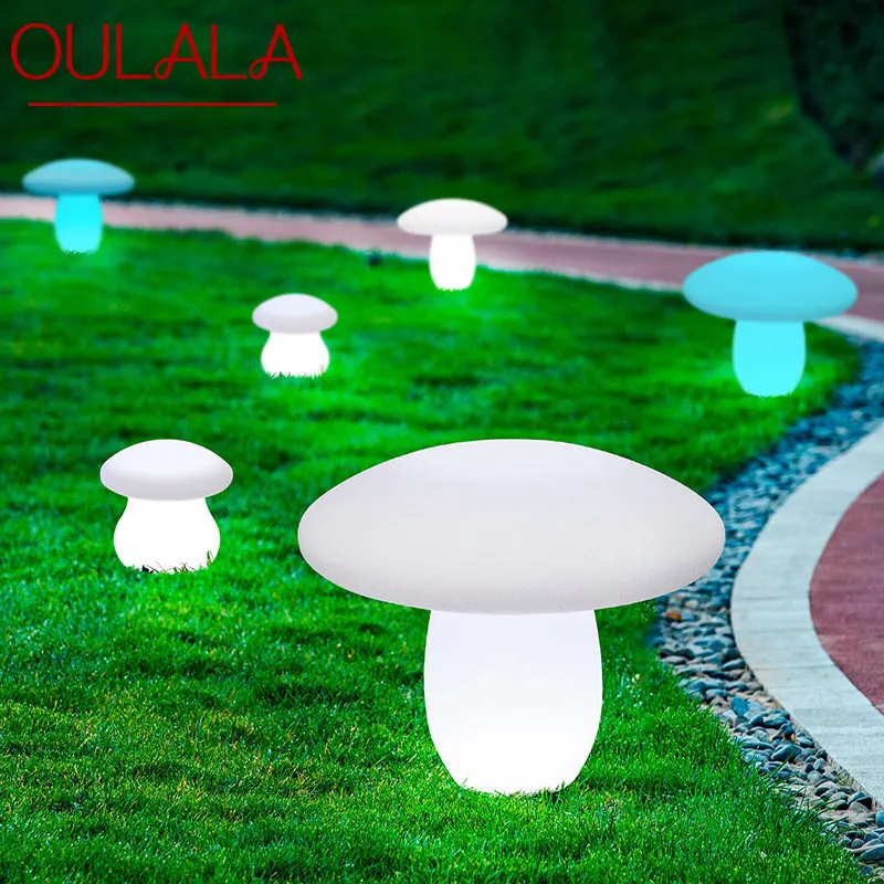 

OULALA Outdoor Mushroom Lawn Lamps with Remote Control White Solar 16 Colors Light Waterproof IP65 for Garden Decoration