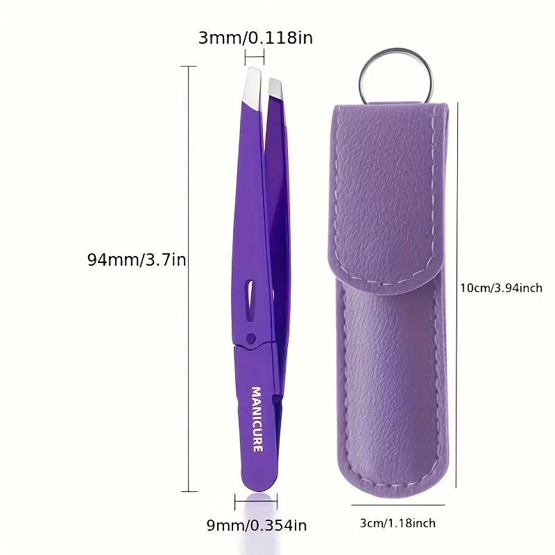 전문가용 스테인리스 스틸 핀셋 세트 눈썹 및 얼굴 털 제거용 중형 경사형 뾰족한 팁 미끄럼 방지