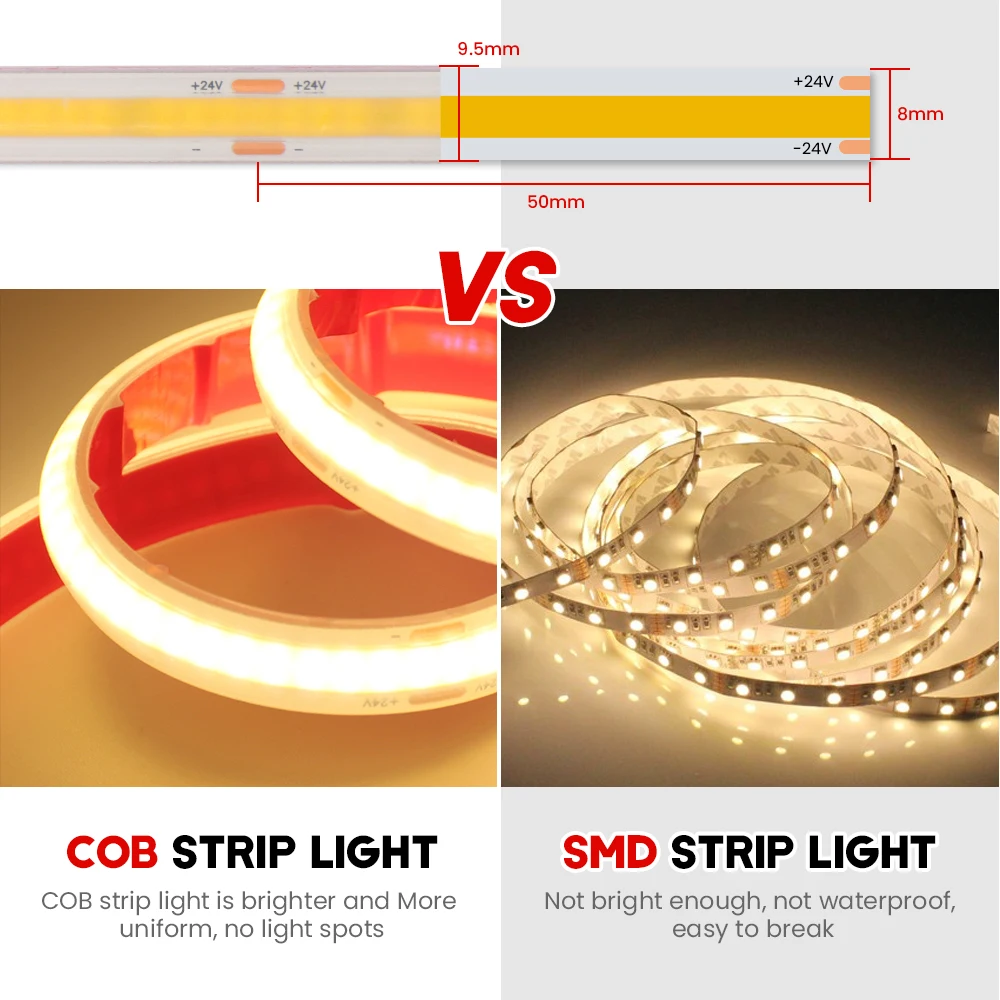 Tira led COB 24V 320 leds 12W 4200K IP20