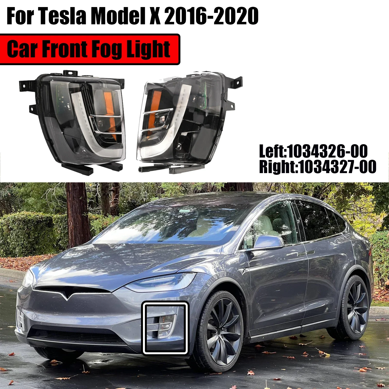 

Автомобильная противотуманная лампа дневного света для Tesla Model X 2016-2020 1034326-00 1034327-00 версия для США ЕС левая и правая Замена