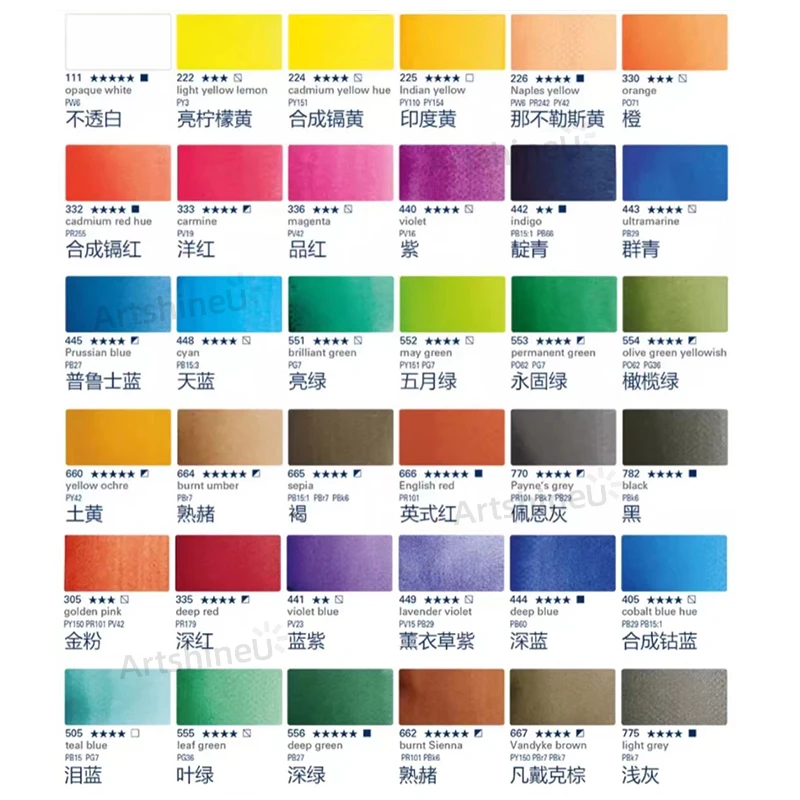 24 Colors Premium Water Color 15ML Tin Tube for Schmincke Akademie Aquarell-College Watercolor Artist Student Art Supplies