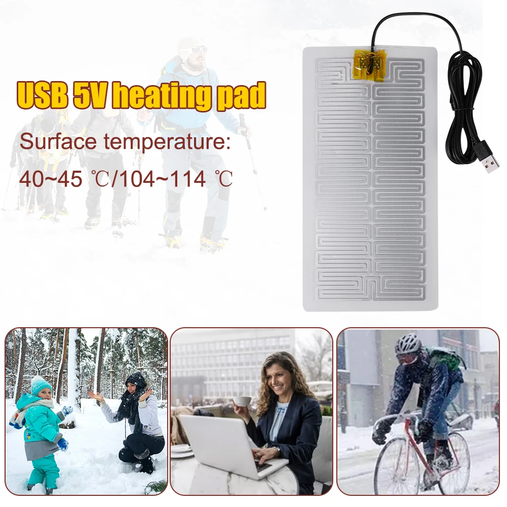 USB Heated Pad Gloves Heater 5V /3.8- 5V Gloves Heated Pad 2 in1 Warming Heating Pad Carbon Fiber Heating Cloth for Winter