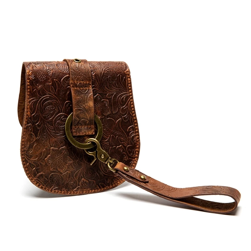 for Creative Retro Crossbody Bag Fanny Pack Embossed Shoulder Bag Cowhide Waist Bag Gift for Girlfriend Valentine's Day