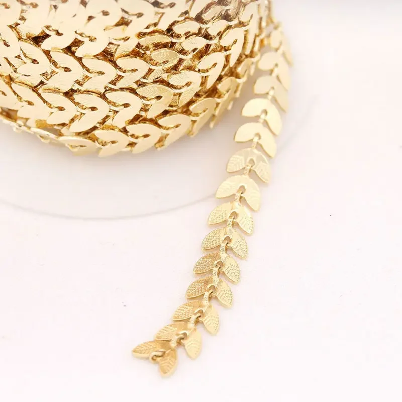 보석 용품 14k 진짜 금 도금 중공 잎 체인 DIY 팔찌 목걸이 귀걸이 보석 만들기 결과