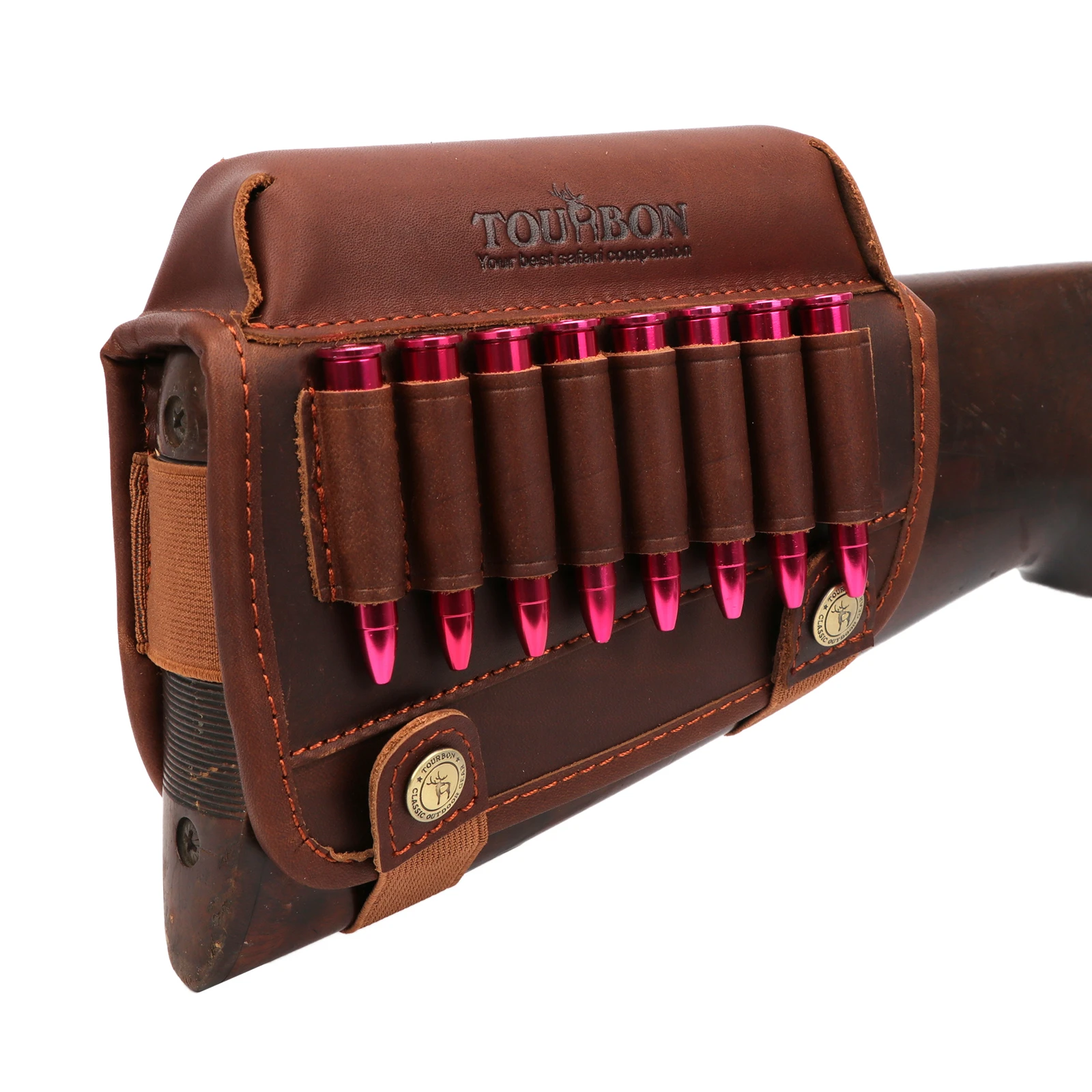 Tourbon Rifle Gun Buttstock Cheek Rest Riser Pad Real Leather W/ammo