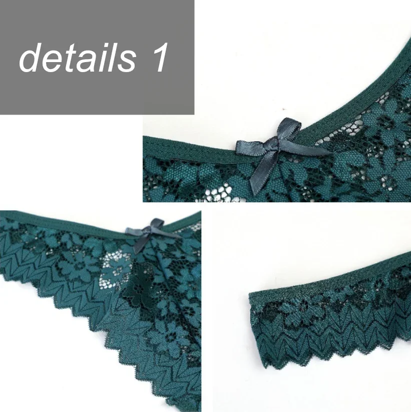 3PC Sexy T Back Woman Thong Panty Mid Waist Lace Transparent "V-shape" Erotic Girls