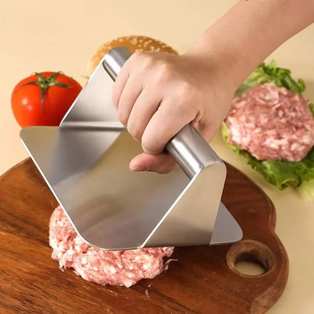 Stainless Steel Burger Press Round Square Burger Smasher Non-Stick Smooth Grill Meat Press for Hamburger Flat Top Cooking kitchen utensils
