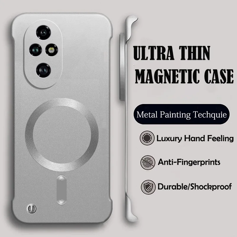 Luxury MagSafe Wireless Charging Phone Case with Magnetic Bumper and Hard Protective Cover