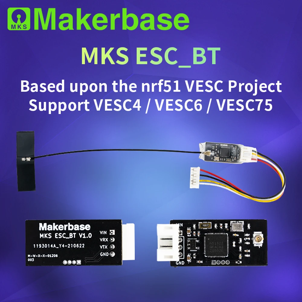 Makerbase Módulo sem Fio Bluetooth 2.4g para Skate Elétrico Baseado no Projeto Nrf51_vesc