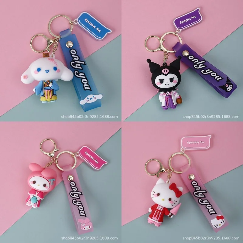 

Sanrio Keychains Doll Cartoon Hello Kitty Melody Kuromi Cinnamoroll Chinese Style Backpack Keyring Pendant Kawaii Girl Bag Gifts