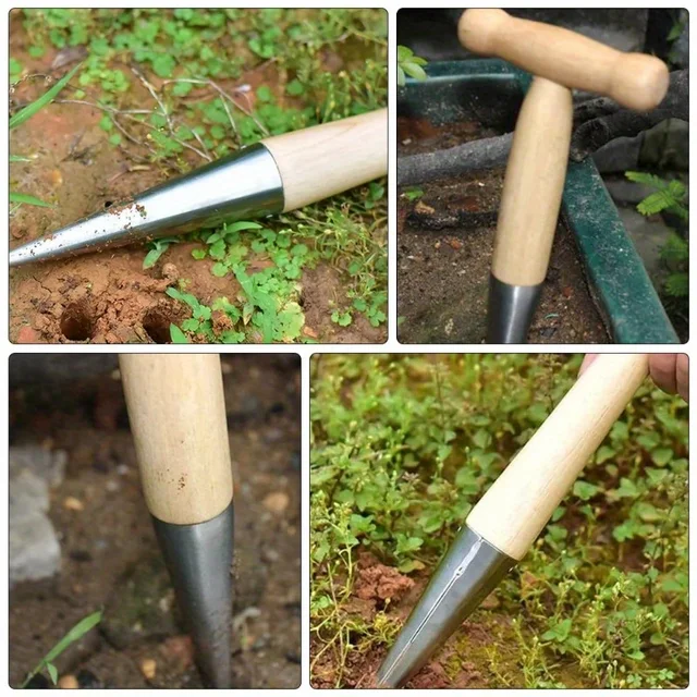 Hot Sale 1PC Home Gardening Wooden Planting Seeds And Bulbs Tools Hand Digger Seedling Remover Seed Planter Tool hand seeder 4