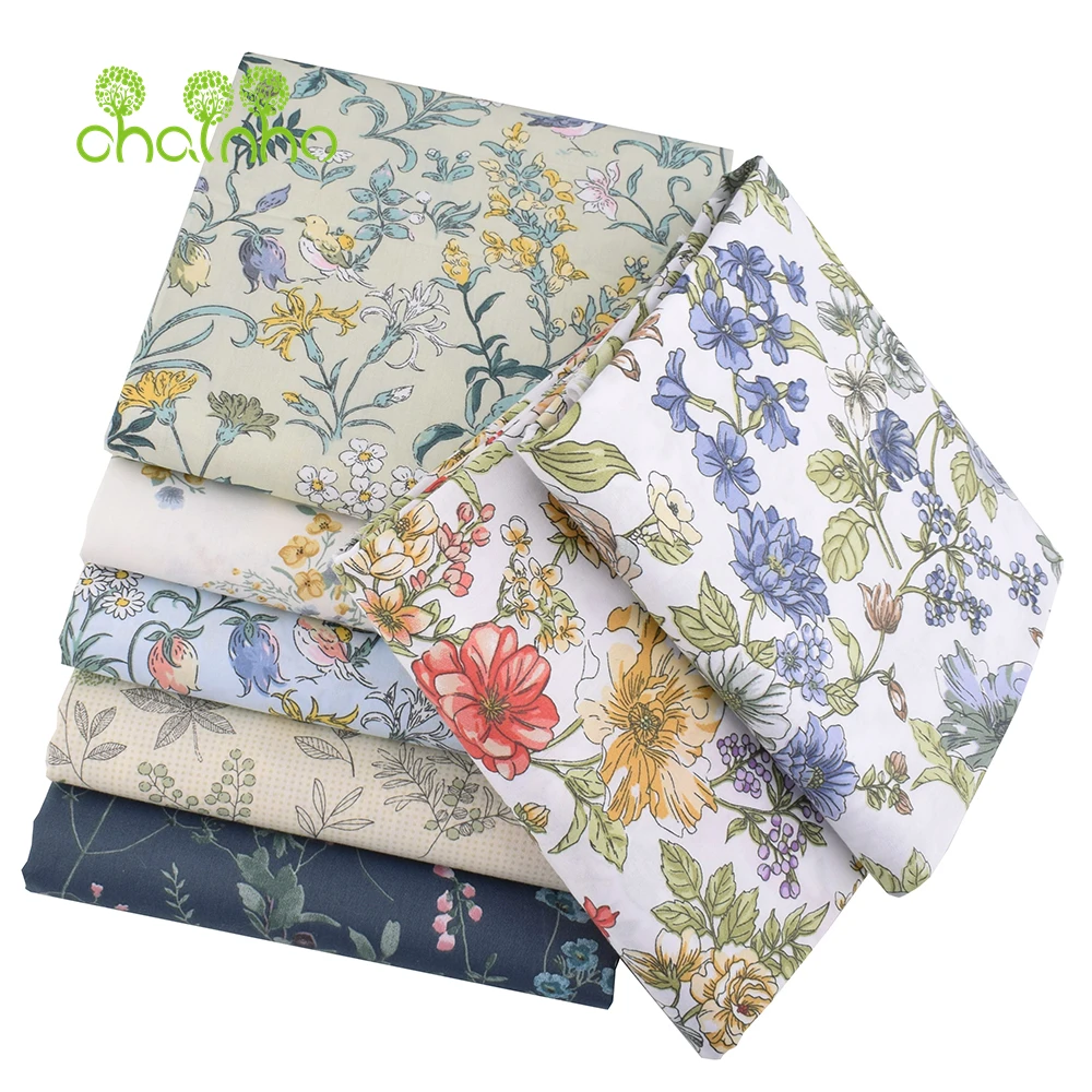 Chainho,Printed Twill Weave Cotton Fabric,DIY Quilting Sewing Material,Home Handmade Textile,Patchwork Cloth,7 Designs,25C13