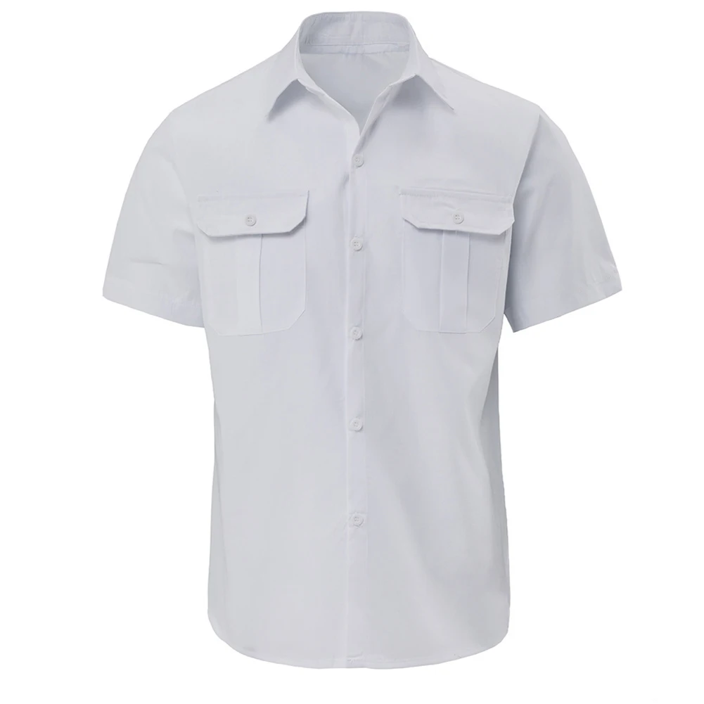 

Short Sleeve T Shirt Black Blue Dark Green Lake Blue Polyester Regular S-2XL Solid Color White Yellow Lapel Shirt