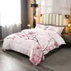 Japanese Duvet Cover Set, Sakura Tree Flowers Cherry Blossoms Spring Theme Art, Decor 3 Piece Bedding Set with 2 Pillow Shams 2