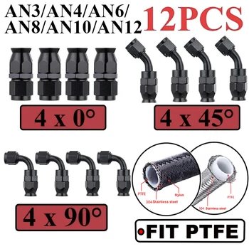 12Pcs Universal AN Hose Fittings Kit (AN3-AN10, Straight/45°/90°) 1