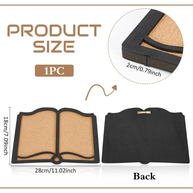 Pin Board Book Cork Board Bulletin Display 0.8inch Thick Wall Mounted Cork for Brooch Pin Storage Office Home