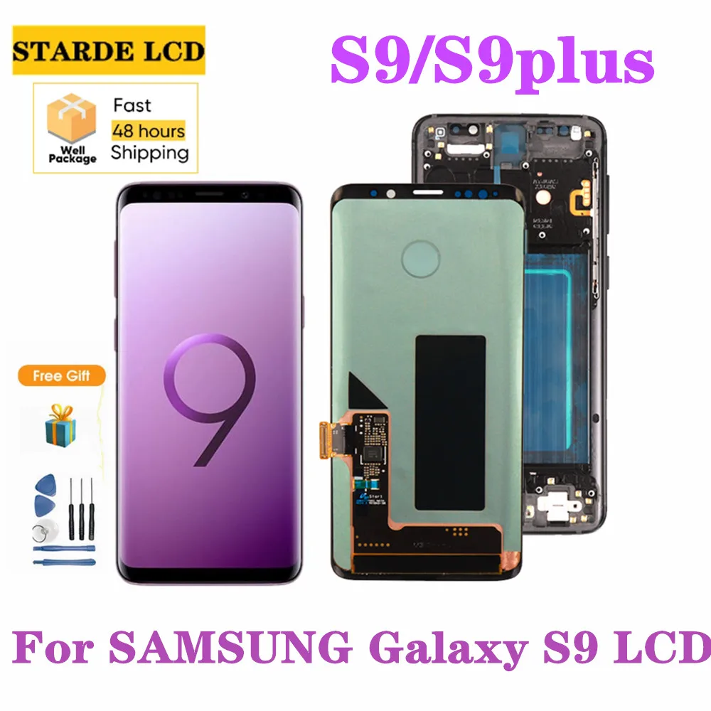 

Original Super AMOLED Display for SAMSUNG Galaxy S9 LCD Display G960 Display S9Plus Lcd G965 Touch Screen With Battery Cover
