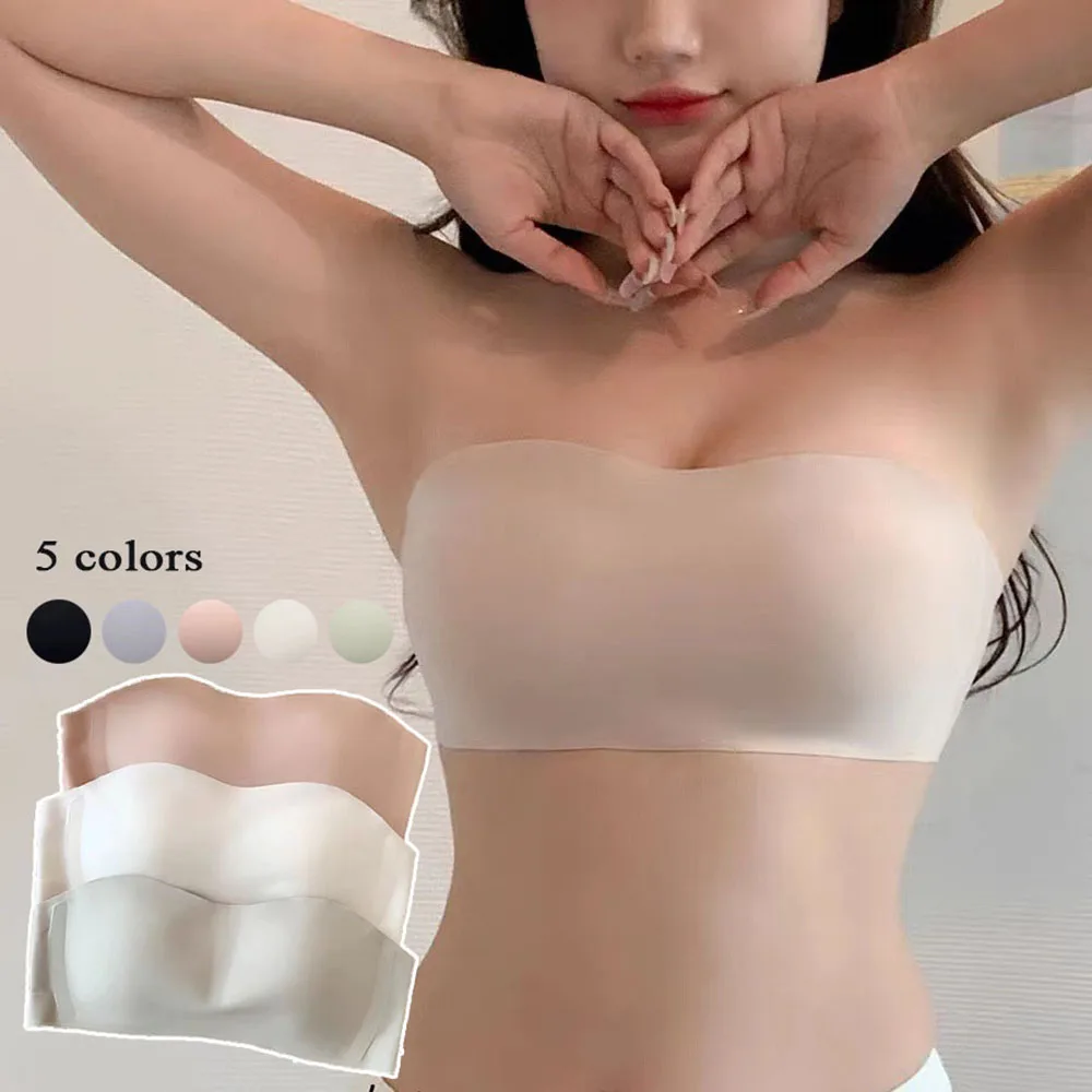 

Women Thin Non Slip Invisible Breast Supplement Bra Solid Seamless Breathable Strapless Underwear Traceless Lingerie Beauty Back