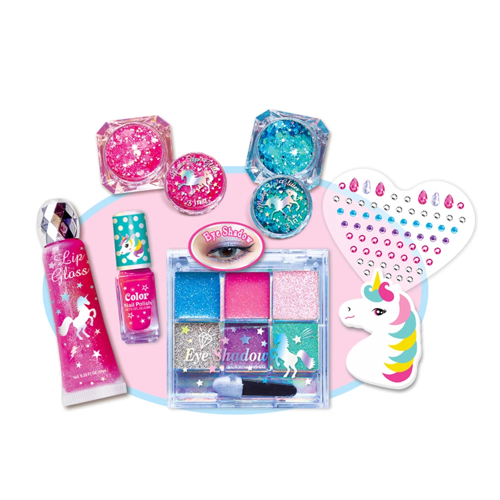 Kids Makeup Set Toy Unicorn Design Cute Gift For Girls Kids Eyeshadow Nail Polish