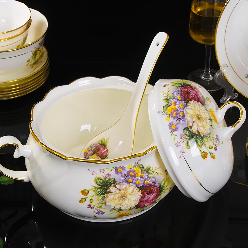 Ceramics Bone China Tableware Bowl and Plates Bowl Plate Soup Castle Spoon Western Cuisine Steak Plate Random Jingdezhen