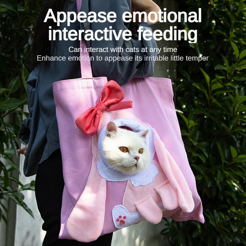 Pet Go Bag Cat Dog Carrier Bags Outgoing Travel Pets Handbag Portable Canvas Single Shoulder Cute Bear Bag for Small Dogs Cats