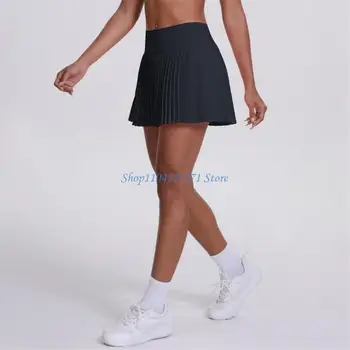 P9FC Women Pleated Tennis Skirt High Waist Athletic Skorts Skirt With Shorts Pocket