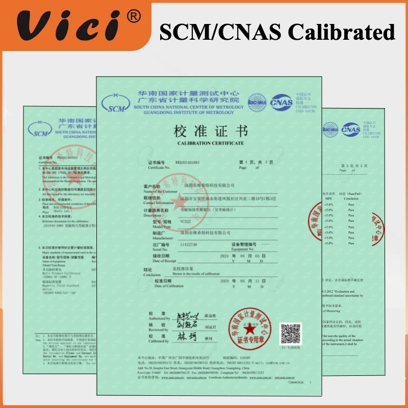 Vici VC522 SCM/CNAS Calibrated EMF Meter, Low Frequency Magnetic Field Detector with Data Hold/Backlit/Unit Conversion