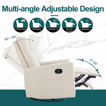 JHK JHK Rotating Rocking Chair Recliner With Oversized Foot Swivel Rocking Rocker Recliner Glider Nursery Chair for Living Room 5