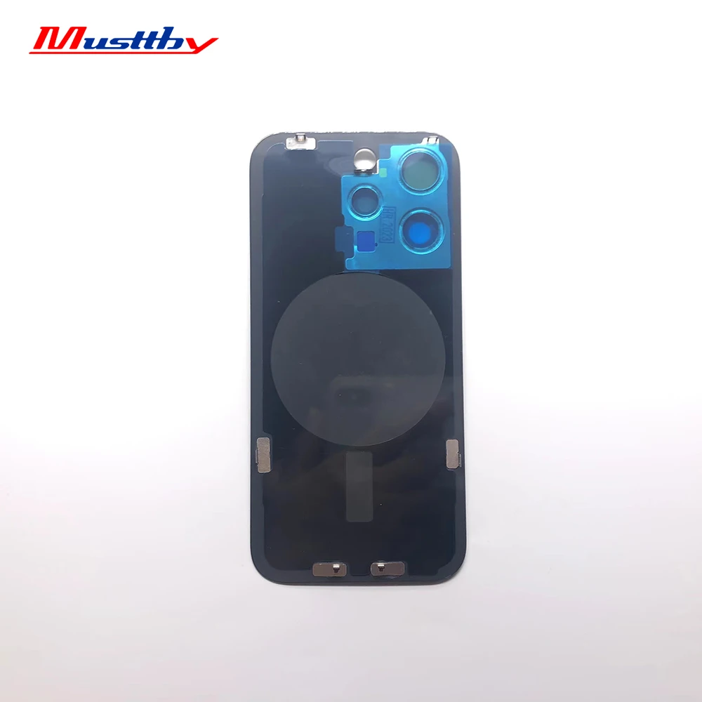 Musttby 2pc For iPhone 15 pro max 15pro 14pro Back Glass Assembly+ Metal Frame Camera Lens Shield Rear Battey Door Replacement