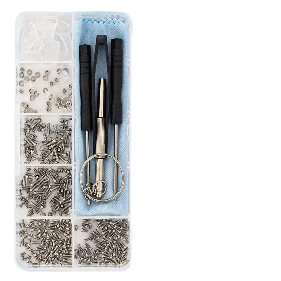안경 선글라스 수리 키트 도구 안경 드라이버 나사 세트 너트 코받침 광학 부품 모음
