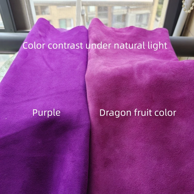 0.6-1mm Dragon Fruit Colour Suede Sheepskin First Layer Leather Real Leather Fabric Handmade Diy For Inside Whole Sheepskin leather fabric leather material
