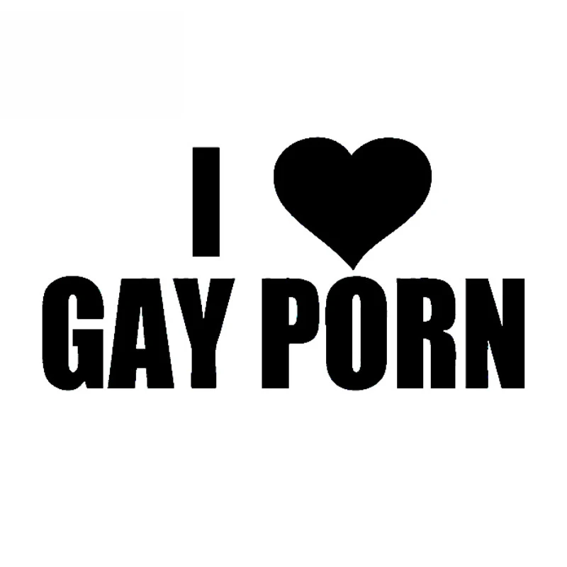 I Love Gay Porn Funny Prank Car Stickers Waterproof Vinyl Decal  Black/Silver for JDM Drift Car Window Car Body,12cm*5cm