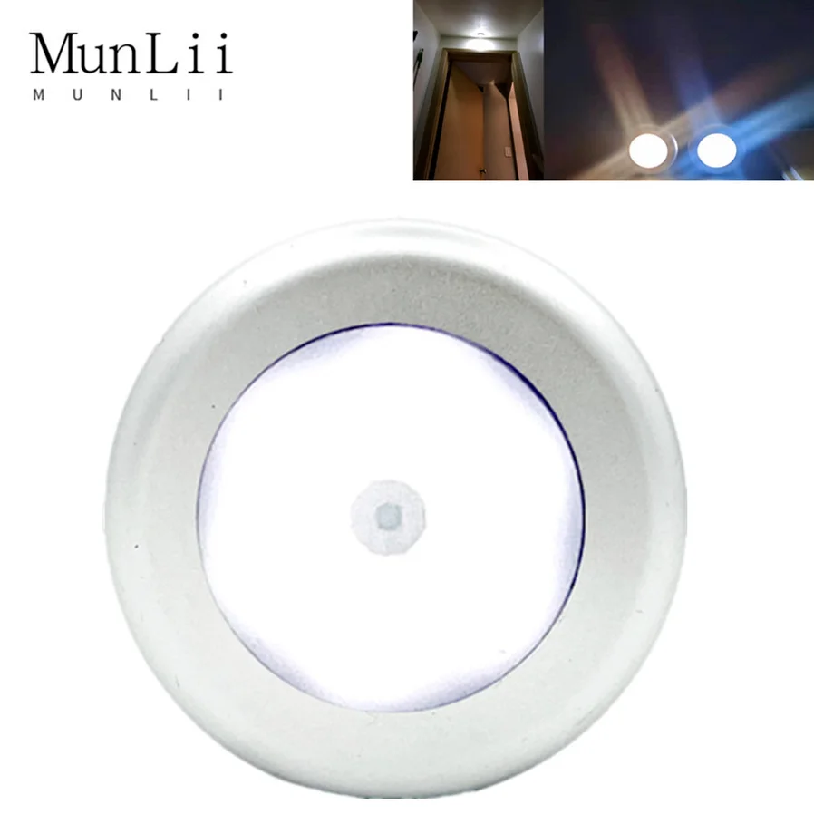 Tanie MunLii LED lampka nocna okrągły czujnik ruchu zasilany z baterii sklep