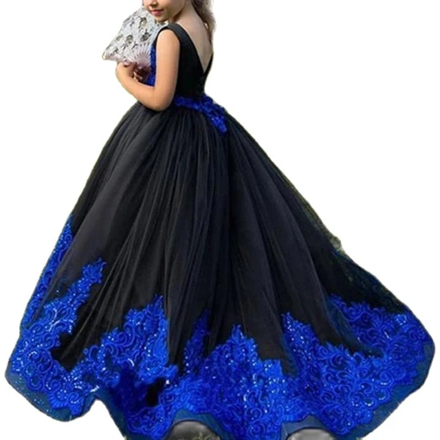 Chic Beautiful Royal Blue Birthday Flower Girl Dresses 2020 Ball Gown Scoop  Neck Beading