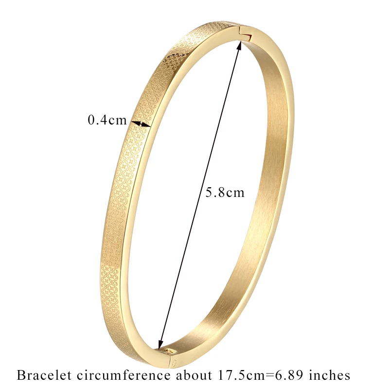 Diameter 5cm And 5.8cm Bangle For Women Kid Stainless Steel Small Flower Gold Color Bracelet Jewelry Low Price Wholesale
