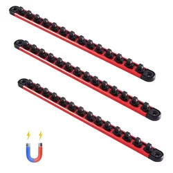 Magnetic Socket Organizer Rail Set - Aluminum Holder with 360° Clips (3pcs)