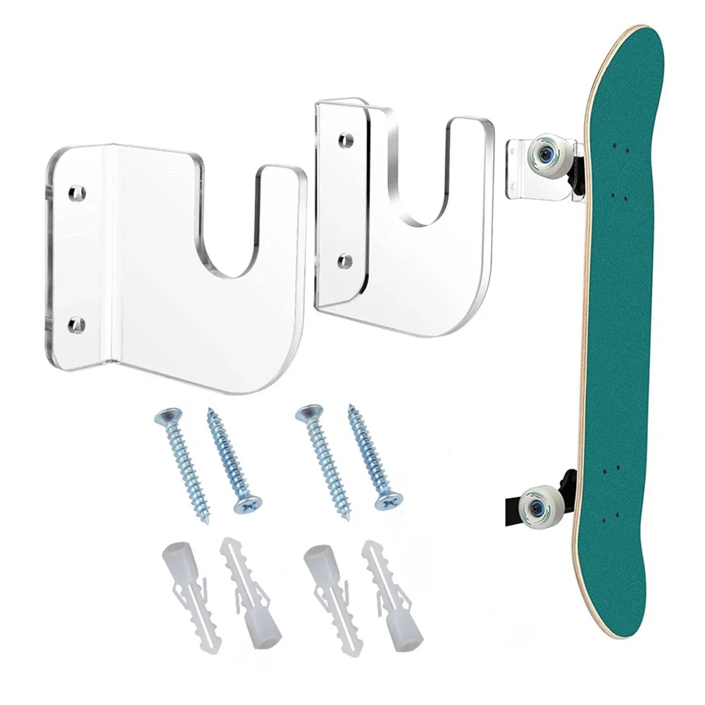 Skateboard Wall Mount Acrylic Skate Board Wall Holder Display Rack Indoor Floating Skateboard Storage Holder Stand 1 Pairs