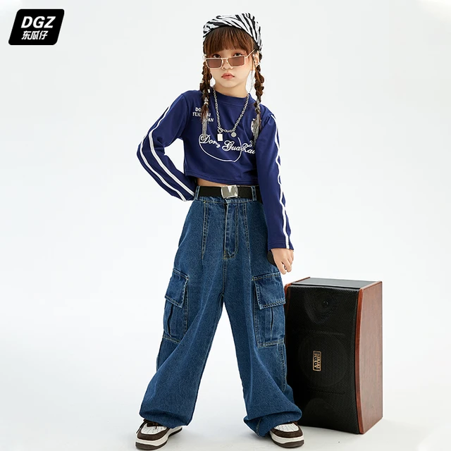 Y2k estilo das crianças terno de trabalho para meninas hip-hop desempenho  roupas jazz dança modelagem