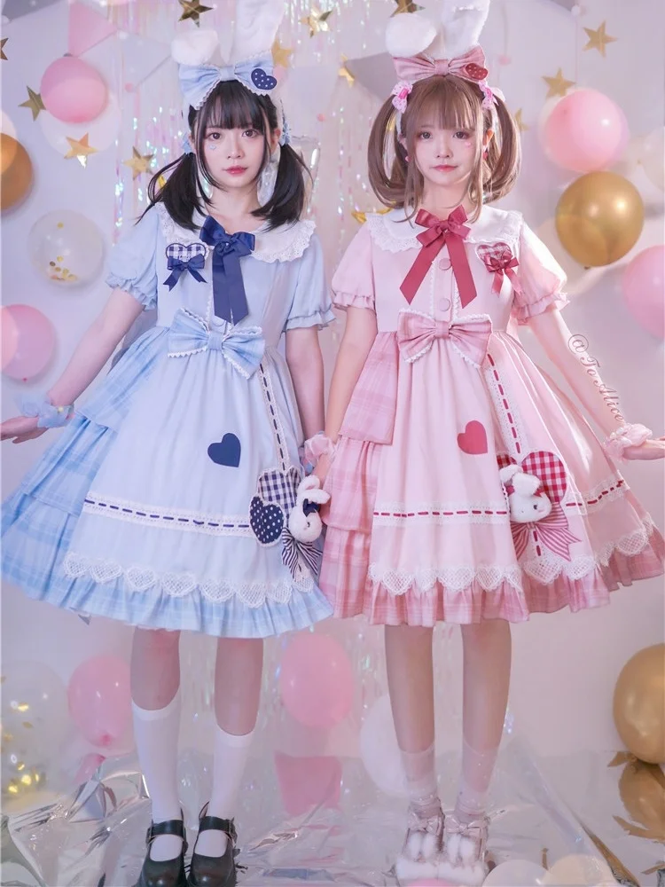 

Sweet Cute Pink Lolita Dress Sexy Maid Outfit Halloween Cosplay Costume Women French Servant Lolita Babydoll Dress Uniform Suit