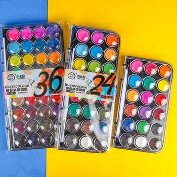 12/18/24/36 colori Set di colori ad acquerello solido Glitter metallici Scatola di plastica Acquerello Pigmento Pittura Pigmento Set Studenti