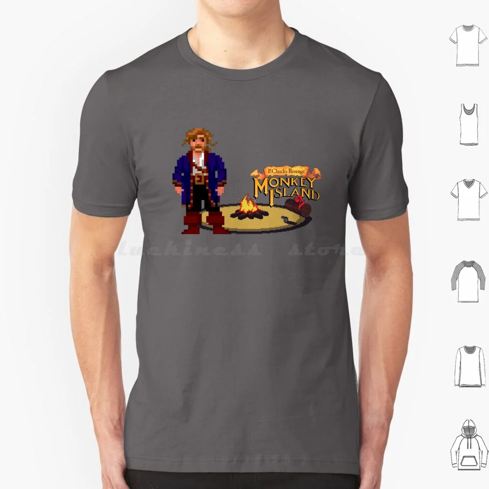 Monkey Island 2 T Shirt Big Size 100% Cotone Monkey Island Loom Monkey Island 2 Indiana Jones Lucasarts Pirati Caraibi