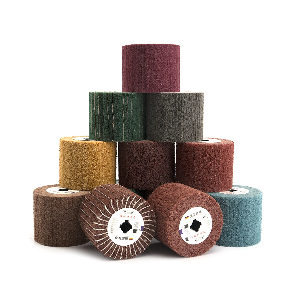 Нетканое нейлоновое абразивное колесо SIFANG с откидной щеткой для рисования проволоки, барабанное колесо для нержавеющей стали