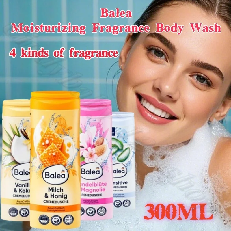 Balea Moisturizing Fragrance Body Wash Honey Coconut Milk Floral Warm and Clean Hydrating Moisturizing Sensitive Skin 300ml